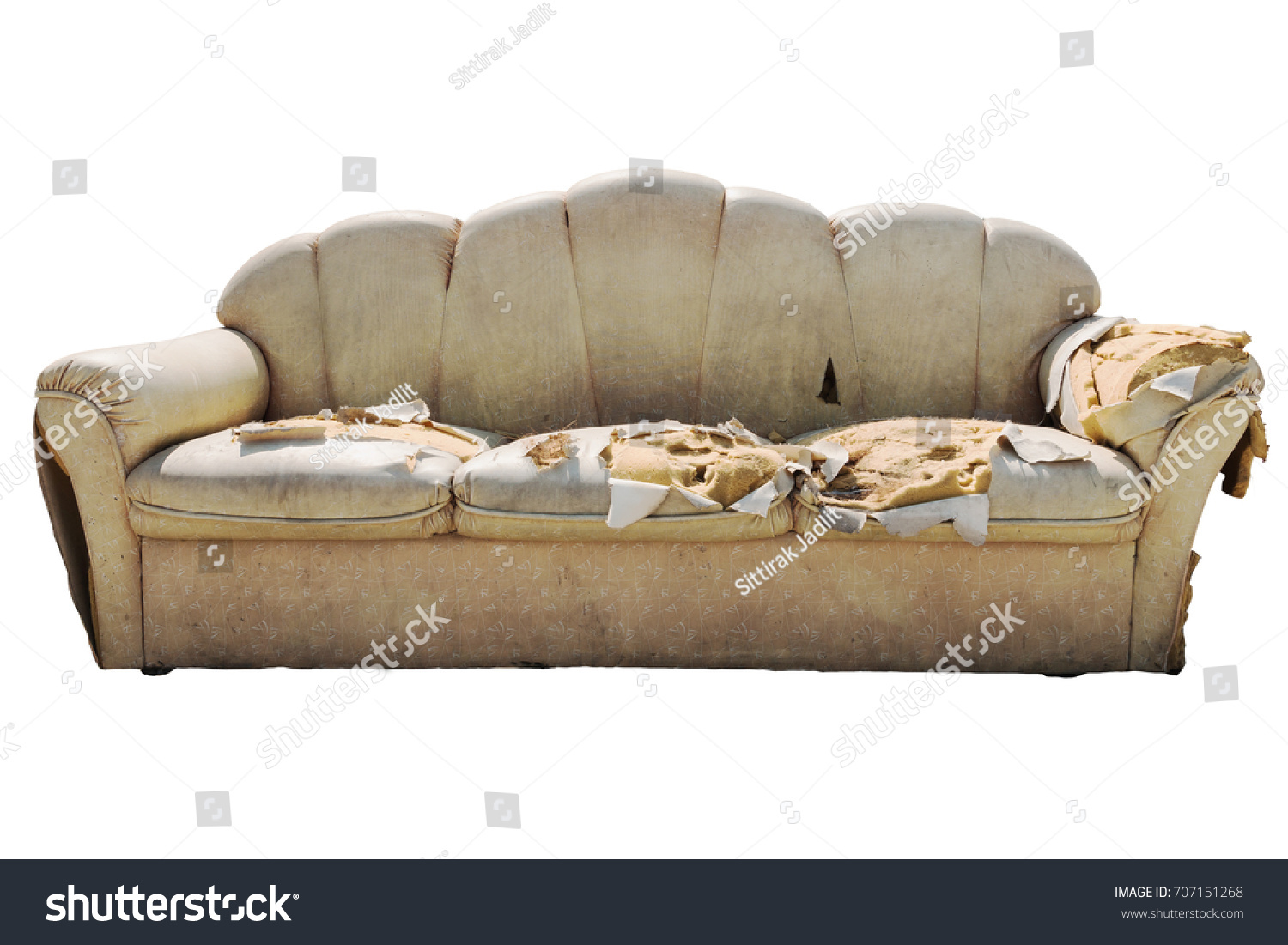 Image of a ripped sofa with a shutterstock watermark